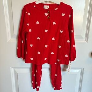 Baby Girls' Heart Printed Ribbed Top & Bottom Set - Cat & Jack™ SIze 18M